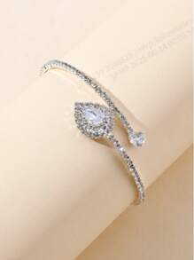1pc Rhinestone & Zirconia Beads Criss-Cross Stretch Bracelet, Suitable For Daily Wear