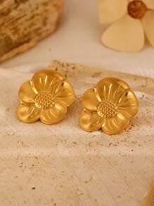 1 Pair Fashionable Unique Elegant Stainless Steel Starfish & Floral Design Stud Earrings For Women, Suitable For Daily Wear, Parties, Gatherings, Gift For Valentine's Day, Mother's Day