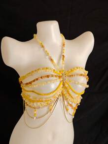 Sexy Lingerie Accessories Body Chain Halloween Costumes Women Sexy Body Chain For Women, Men & Crossdressers – Acrylic, Crystal, Sequins Chest Harness, Hollow-Out Pendant Vest, Hot Girl Bra Accessories For Nightclubs, Parties, Hotels, Carnivals, Couples