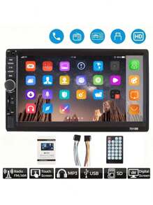 17.78 Cm Double Din Car Stereo , MP5 Media Player With A Digital Touch Screen, USB/TF/AUX Inputs, 2 Din Autoradio With Mirror Link, And Portable Media Players With IR Remote Control, Without Battery