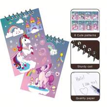 8 Pcs/Set Cute Cartoon Unicorn Spiral Notebook, With Star, Cloud & Heart Designs, Mini Portable Student Diary, Suitable For Journaling, Gift Choice, Spiral Binding, Back To School Notebook