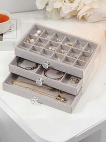 1pc Jewelry Box, Hairpin, Brooch, Jewelry Box, Dustproof Visible Jewelry Tray, Valentine's Day Cosmetic Storage Box, Jewelry Box, Five-Layer Desktop Drawer Jewelry Storage Box, Dressing Table Earrings, Women's Jewelry Display Storage Box With Drawer, Easy-To-Use Earring Storage, Suitable For Jewelry Lovers For Women Storage Organizer Travel Essentials Back To School Dormitory Storage