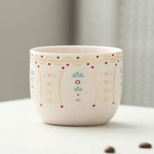 1pc 165ml/5.58oz Middle Eastern Stoneware Coffee Cup With Palm Tree Design, Elegant Ceramic Arabian Coffee Cup Espresso Cup Turkish Tea Cup For Latte, Tea, Cappuccino, Cocoa