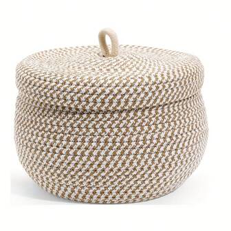 Rund vävd förvaringskorg med lock - Dekorativ, bärbar hemorganisatör för vardagsrum, sovrum, kök - Blandade färger, under 3,2 kubikfot kapacitet, perfekt för juldekor, korgförvaring | Dekorativ förvaringskorg | Vävd konstruktion, korgförvaring