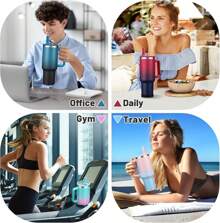 Insulated Tumblers With Handle And Flip Straw Lid, 40 Oz Water Bottle Keep Cold-34H & Hot-10H, Leak Proof Travel Mug Fits In Car Cup Holder, Metal Thermo Jug Dishwasher Safe - Multicolor - View 10