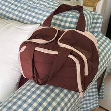 Large Capacity Waterproof Toiletry Bag,Travel Lightweight Large Wide-Open Travel Bag For Women, Puffy Cosmetic Makeup Bag Organizer With Handle For Accessories,Essentials, Toiletries - Rượu vang đỏ - Xem 5