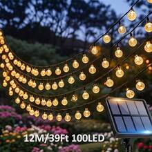 196.85 Inch Solar Powered LED String Lights, 20 LED Beads, Outdoor Fairy Lights For Garden Patio Decor, Using Smart Solar Battery Nickel Technology
