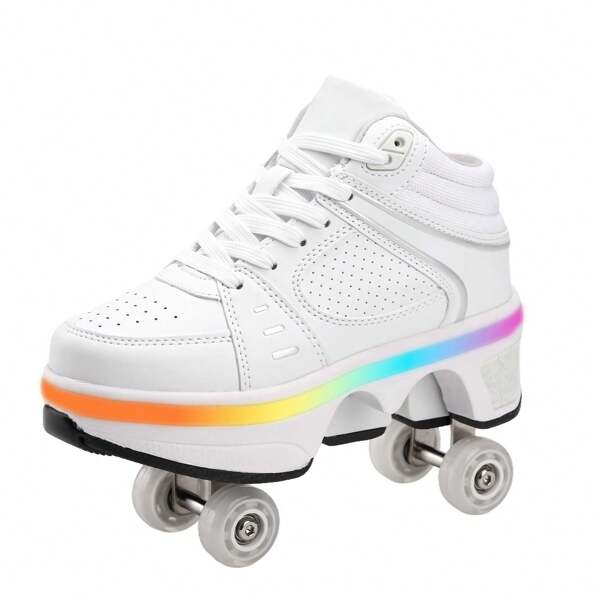 TWFJEL Scarpe con rotelle, Pattini a rotelle, Pattini LED Luce per Ragazzi e Ragazze, Scarpe con Automatiche Rotelle Retrattile, Outdoor Multisport Scarpe da Skateboard