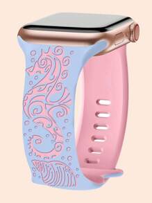 Band Compatible With Apple Watch Bands For Women 40mm 41mm 38mm 42mm 44mm 45mm 46mm 49mm, Engraved Cute Pattern Silicone Dressy Strap For I Watch Series 10 9 8 7 6 5 4 3 2 SE Ultra