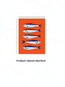 1 Pc Vibrant Orange Fish Wall Art Prints Medieval Retro Wall Decor Mural, Dorm & Home Decoration Painting, Party Wall Art Poster, Best Gift Choice, Frameless Canvas Poster For Bedroom/Living Room/Study/Dorm, Perfect For Vacation Travel & Beach Graduation (Frameless Art Print)