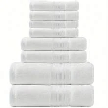 Juego de 8 toallas de lujo [4 toallas de mano + 2 toallas de cara + 2 toallas de baño], altamente absorbentes, de secado rápido, suaves y amigables con la piel, diseño de unicolor, adecuado para todas las estaciones, ideal para baño, salón, piscina, playa, deportes al aire libre, viajes, cocina, recibir invitados, regalos de Halloween y Acción de Gracias, también adecuado para decoración de otoño, decoración de Halloween, toallas de salón, toallas de hotel, equipo deportivo, artículos esenciales para el hogar - Multicolor - Ver 7