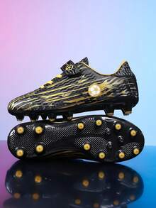 Kids Soccer Shoes For Boys And Girls, Student Turf TF AG Artificial Grass & Natural Grass Football Training Sneakers - Black - View 2