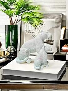 Europäischer Stil Heim-Deko Skulptur, silbrige Pünktchen Perlmutt Leoparden Statue Tisch-Ornament, Wohnzimmer Schlafzimmer Bücherschrank Dekorationen, Ostern, Vatertag, Muttertag, Valentinstag, Feiertags-Geschenke, Eröffnungs-Geschenk