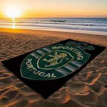 1pc Sporting Clube De Portugal Beach Towel - Lightweight Polyester Blend, Modern Woven Design With Green Lion & Shield Logo, Perfect For Beach & Pool Use, Pool Towel | Modern Woven Design | Fabric