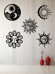 1 件工业风格铁艺艺术壁挂，经防锈处理，哑光黑色几何线条，抽象艺术，万圣节和开斋节的家居装饰