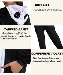 Unisex Adult Animal Oneise Paiamas,Mens Womens Flannel Hooded Halloween Cosplay Costume/ Homewear/Sleepweal - 白色 - 查看 5