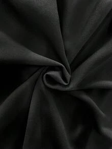 女式优雅纯色荷叶边/荷叶边系腰超长 A 字裙 - 黑色 - 查看 4