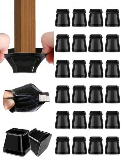 Protectores de piso para patas de silla - 4/8/16/24 piezas de deslizadores de muebles de silicona TPE gruesa, tapas de silla transparentes para reducción de ruido y protección del piso, almohadillas resistentes para patas de muebles de mesas, sillas, sofás y mesas de café (redondas, cuadradas)