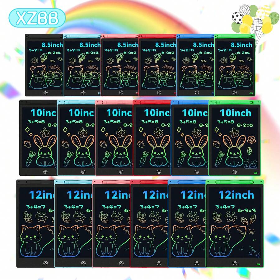 XZBB 2/1pcs 12/10/8.5 Inch LCD Writing Tablet, Kids Doodle Board Suitable For Children 3+ Years Old For Home Education Drawing, Essential Toy For Car/Airplane/Camping Travel, Great Christmas/Halloween/Back To School/Birthday Gift For 3-8 Year Old Children