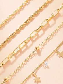 4pcs Set Star Multilayer Bracelets For Women, Fashion Elegant Charm Bracelets Suitable For Parties, Beach, Daily Wear, Holiday Gifts (Handmade, 1-3cm Tolerance)