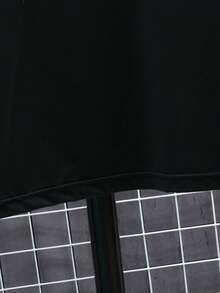 Camiseta de manga corta con gráfico de letras casual para hombre de talla grande, verano - Negro - Ver 5