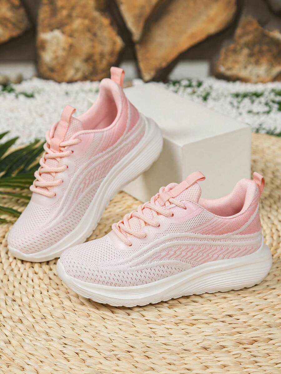 1 Pair Classic Kids Sports Shoes, Fashion Solid Color Sporty Sneakers For Girls, Comfortable Non-Slip Wear-Resistant Lightweight Running Shoes With Hook And Loop Easy On/Off, Simple Design For Daily Wear