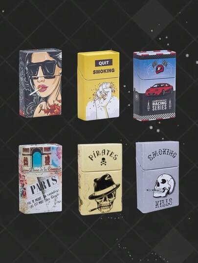 1个加厚香烟盒，容量20支，防压防水，多款式吸烟配件，男女通用，四季皆宜，香烟盒，礼品