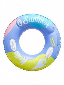 1pc Adult Inflatable Swimming Ring With Handles, Double Air Chambers Backrest, Outdoor Water Floating Armpit Circle