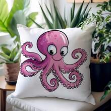Starfish, Dolphin, Octopus, Jellyfish, Cute Cartoon Marine Life Series Printed Pillowcases, Suitable For Living Room Sofas, Bedroom Sofas, Beds, Car Decorative Cushion Covers [Single-Sided Printing] [Without Pillow Core]