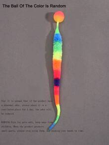 1pc Pet Toy Magic Fluffy Caterpillar Bouncing Ball, Rainbow Worm Jumping Pet Toy, New Arrival - Multicolor - View 3