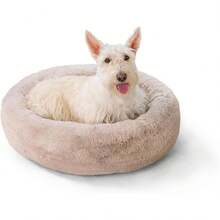 Best Friends By Sheri SnuggleSoft Faux Fur Calming Donut Bed Dogs, Brown, Small, 23x23