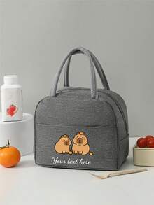 Customized Text Gift Bag, Large Capacity Lunch Box Bag, Suitable For Teenagers. Applicable For Office, University, Work, Business, Commuting, Outdoor, Travel And Picnic. Insulated Lunch Box Bag, Portable Aluminum Foil Ice Bag, Lunch Bag, Picnic Storage Bag - Grey - View 13