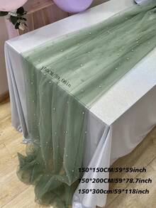 1Pc 1.5/2/3m/0.72*1M Tulle Tablecloth Wedding Birthday Prom Decor Creative Bedroom Living Room Pearl Backdrop Curtain Large Banquet Table Cover Photo Prop