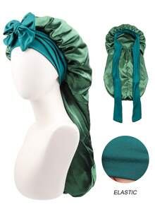 1 件女士长缎仿丝蝴蝶结睡帽，大号辫子卷发睡帽，适合睡眠和日常美容使用 - 彩色 - 查看 22