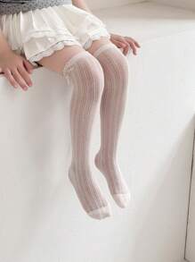 1 Paar Sommer Pastell-farbige Rüschen Socken, feines süßes Schleifen Design, atmungsaktive Mesh-Netz Mückenschutz Beinwärmer Socken für Kinder