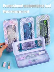 圆规尺套装、专用直尺套装、三角尺套装、小学生专用软尺套装。专业绘画。返校季/毕业季礼物，学校用品，返校季 - 套裝 包含(金屬收納盒) - 查看 2