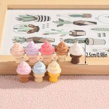 8/16pcs Colorful Resin Ice Cream Cone Pendants - Pastel DIY Craft Accessories, Includes Waffle Cone & Spinning Design, For Jewelry Making, Keychains, Bag Tags - Handmade Decor, Charming Appeal, Exquisite Craftsmanship - Random Mix - Multicolor - View 2
