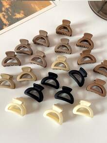 20 piezas/10 piezas/5 piezas Set de Pinzas de Flequillo Mini, Pinzas para el Cabello de Estilo Minimalista Princesa de Color Café Mate, Accesorios para el Cabello con Diseños Surtidos, Pinzas de Garra de Otoño de Moda de Invierno para Atuendos de Vacaciones para Mujer