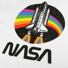 NASA تي شيرت رجالي بألوان قوس (أبيض) - أبيض - مشاهدة 3