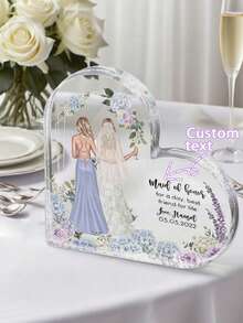 Personalisierte Hochzeitsgeschenke, Hochzeitskalender Acrylplaketten, Geschenke für Freundinnen und Schwestern zur Hochzeit, Brautjungfernplaketten, Hochzeitsandenken - Verschiedenfarbig - Übersicht 1