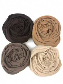 Set de 4 piezas de chales de gasa lisos, pañuelos de cabeza musulmanes, turbantes, hiyabs casuales para exteriores, chales transpirables, set de bufandas