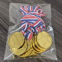 10 piezas de Medallas con forma de estrella de cobre, plata y oro, de material PP duradero, recuerdos para fiestas deportivas, adecuadas para escuela, premios de juegos, competiciones deportivas, recompensas, regalos de fiesta y decoraciones