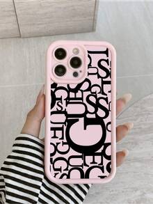 Funda de teléfono a prueba de golpes, a prueba de agua y resistente a los arañazos con monograma de letra rosa y negra, compatible con Apple 16, 15, 14, 13, 12, 11 Pro Max y Series, versión internacional, no la versión nacional - Multicolor - Ver 1
