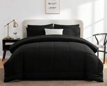 Twin Comforter Set Black 5 Pieces Bed In A Bag Set Black For Teen Boys And Girls Bed Set Kids Twin With All Season Bedding Quilted Comforter, Flat Sheet, Fitted Sheet, Pillowcases - 黑與白 - 查看 8