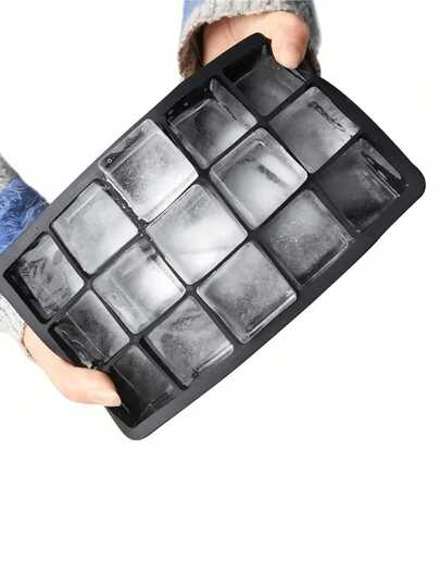 硅胶冰格，每个冰格可轻松释放 15 个方形冰块，可重复使用，适用于冰箱、巧克力、婴儿食品、果汁