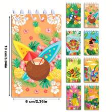 8pcs/Set Creative Summer Beach Spiral Notebooks, Mini Portable Student Notepad