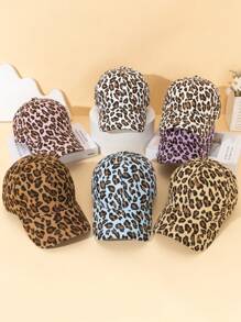 1 Pc Women Fashion Leopard Print Cute Decorative Baseball Cap, Multicolor, Suitable For All Seasons