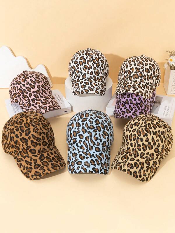 1 Pc Women Fashion Leopard Print Cute Decorative Baseball Cap, Multicolor, Suitable For All Seasons