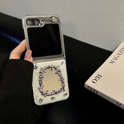 Fashionable Luxury Rhinestone Mirror Folding Phone Case For Samsung Galaxy Z Flip3 5GGalaxy Z Flip 4 5GGalaxy Z Flip 5 5GGalaxy Z Flip 6 5GGalaxy