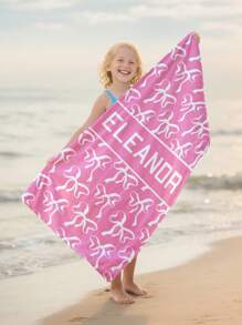 个性化儿童沙滩巾、儿童夏季生日礼物、夏日氛围、女孩海滩之旅、定制沙滩巾、游泳池、海滩装饰
